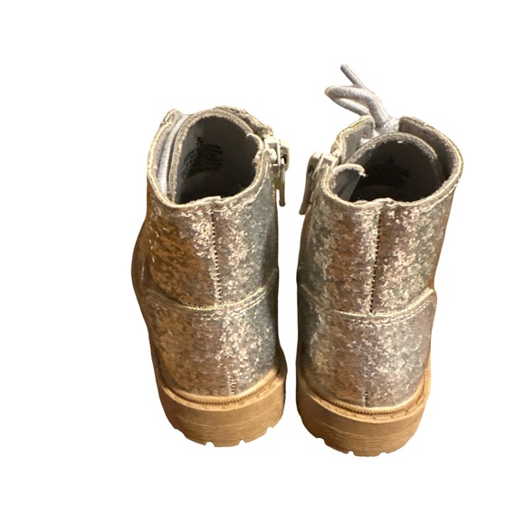 Old Navy Girls Silver Glitter Combat Boots Size 8 Toddler - Picture 4 of 6